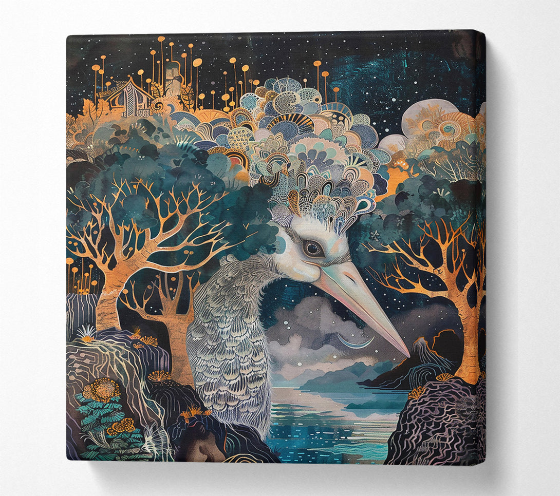  A Canvas Print of Golden Night Bird Canvas Art