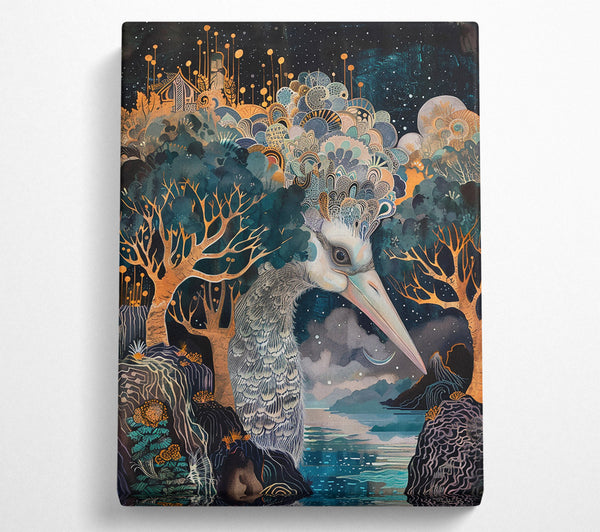  A Canvas Print of Golden Night Bird Canvas Art