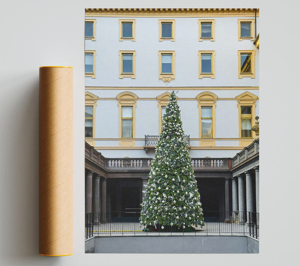 Green Christmas Courtyard Print