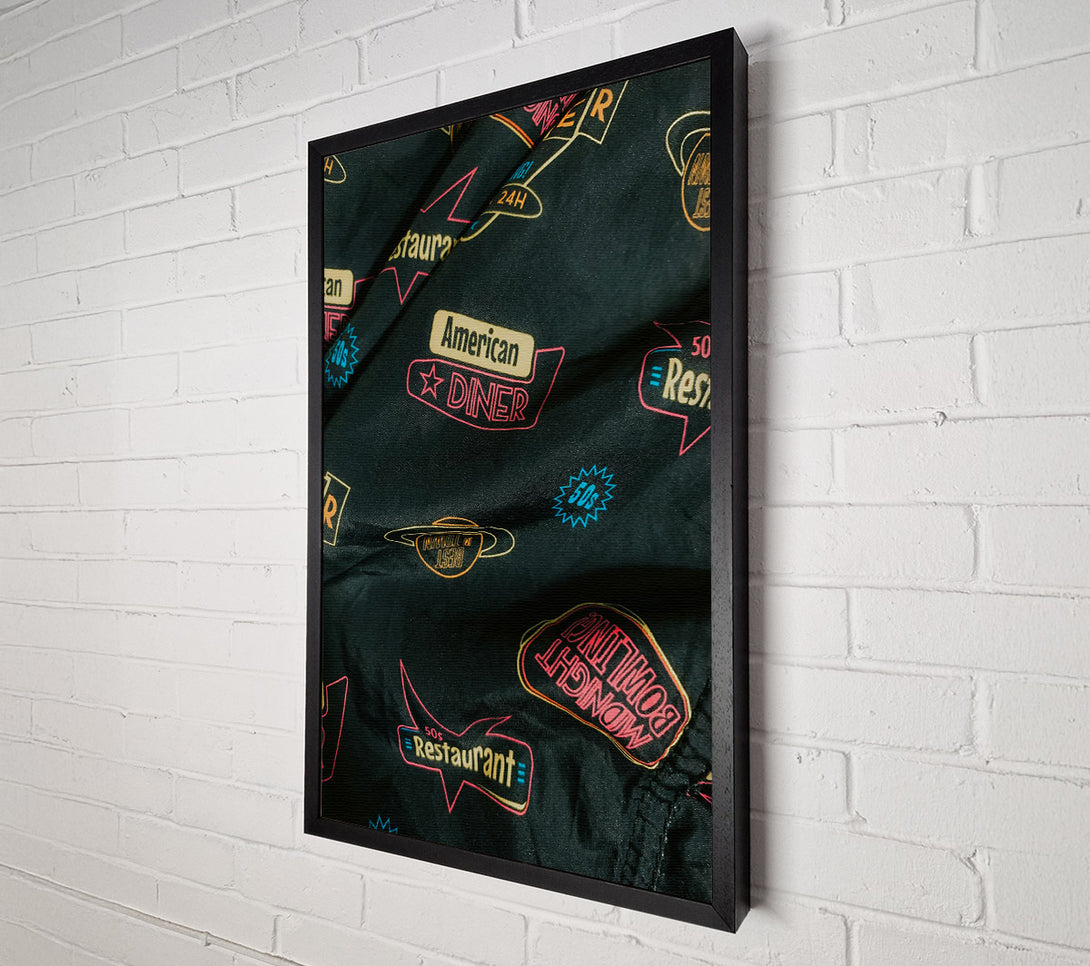  A Canvas Print of Black Diner Neon Signs Canvas Wall Art
