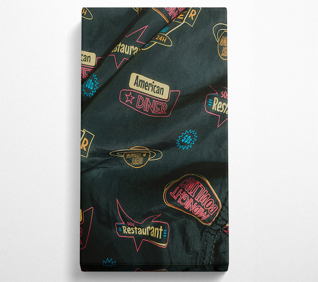  A Canvas Print of Black Diner Neon Signs Canvas Wall Art