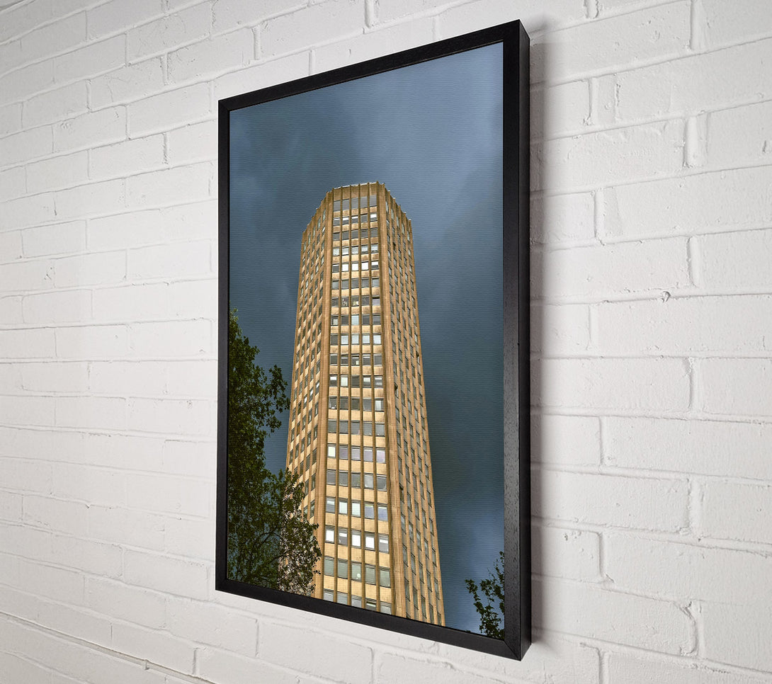 A Canvas Print of Golden Tower Under Grey Skies. Canvas Print