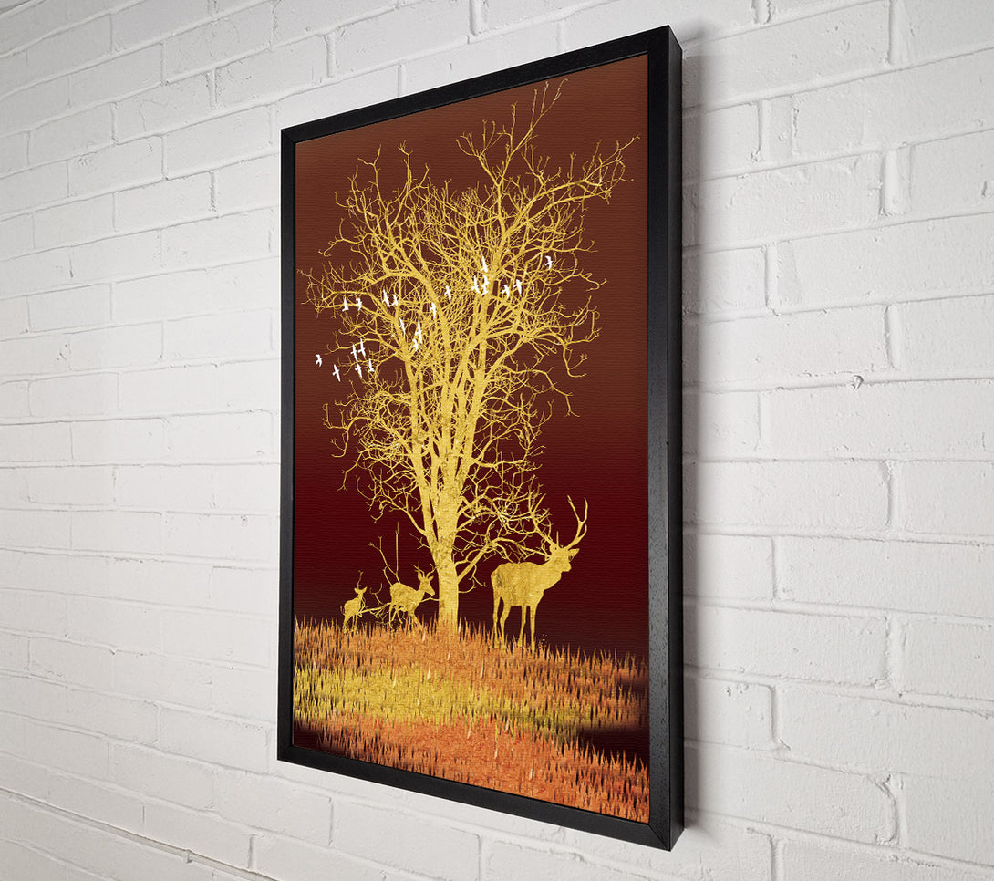  A Canvas Print of Family Of Deer Tree Canvas Wall Art