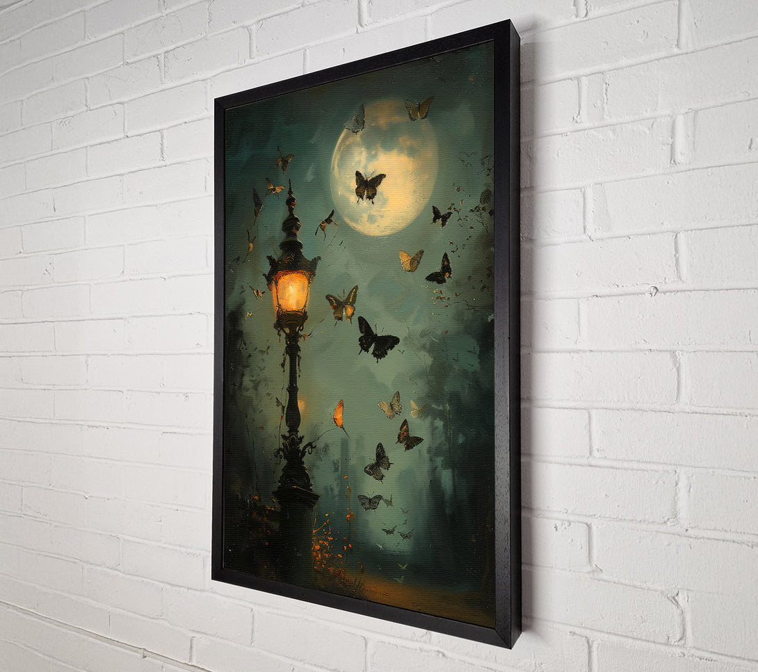  A Canvas Print of Teal Nightlight Butterflies Canvas Art