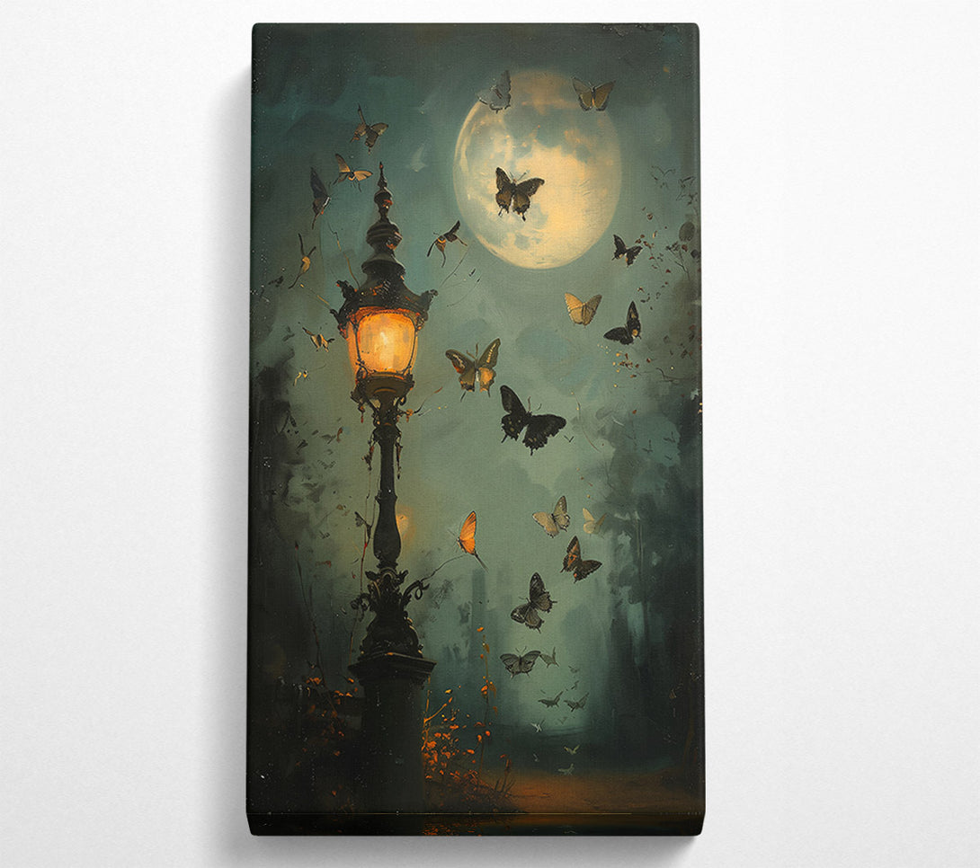  A Canvas Print of Teal Nightlight Butterflies Canvas Art