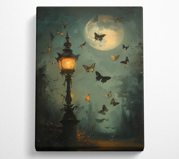  A Canvas Print of Teal Nightlight Butterflies Canvas Art