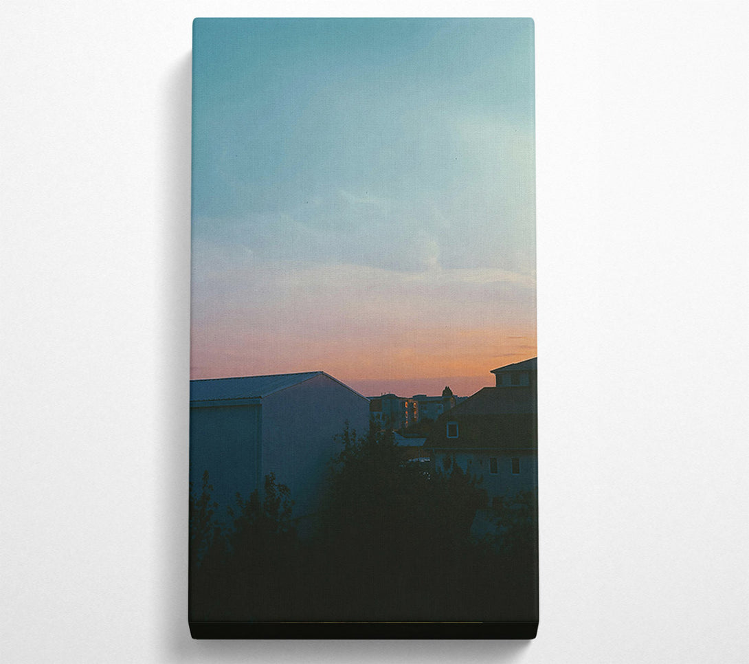  A Canvas Print of Peach Sky Silhouette Canvas Print