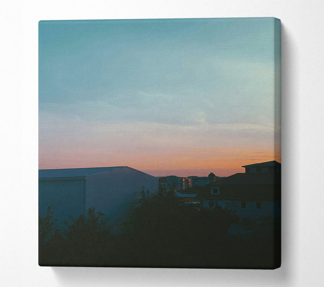  A Canvas Print of Peach Sky Silhouette Canvas Print