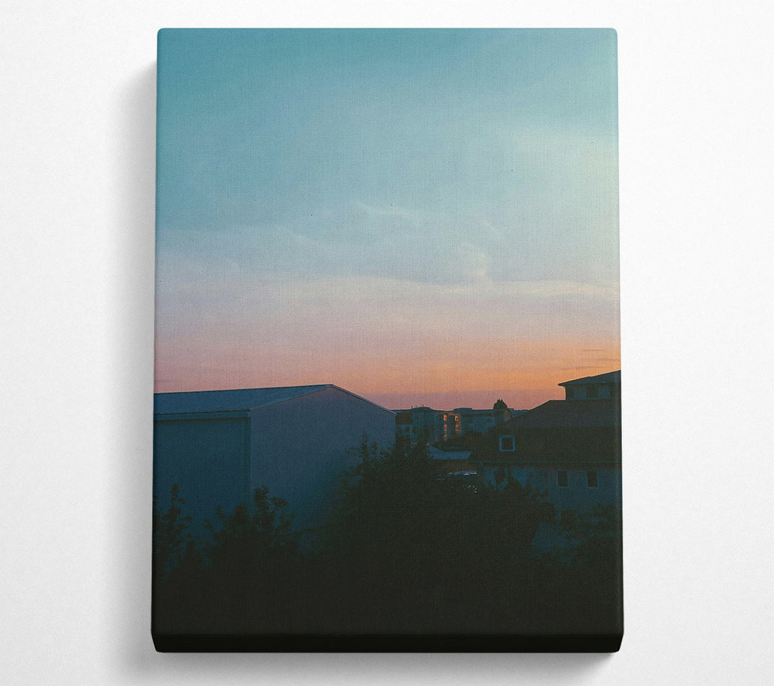  A Canvas Print of Peach Sky Silhouette Canvas Print