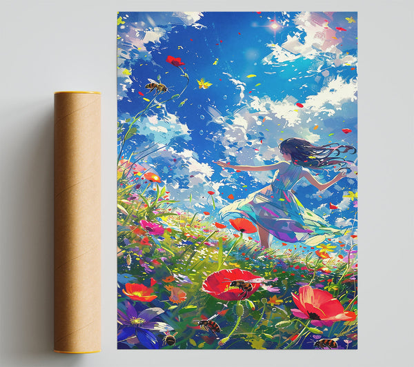 Blue Sky Flower Dance Poster