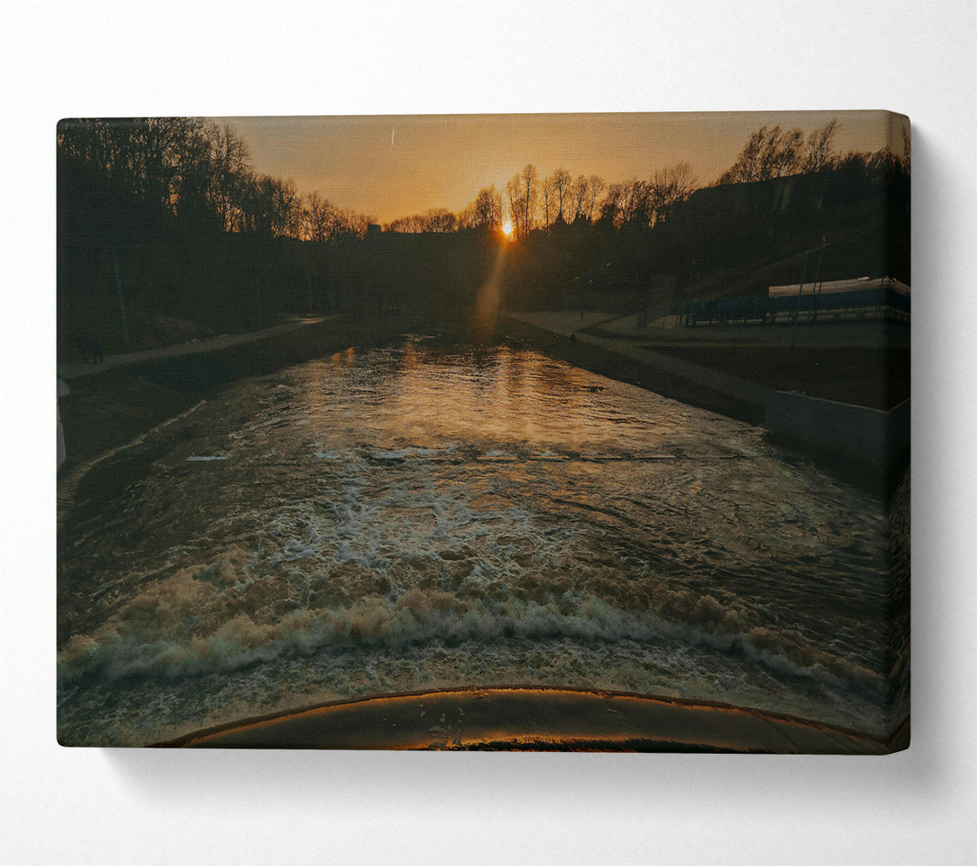  A Canvas Print of Golden River Sunset Canvas Wall Art