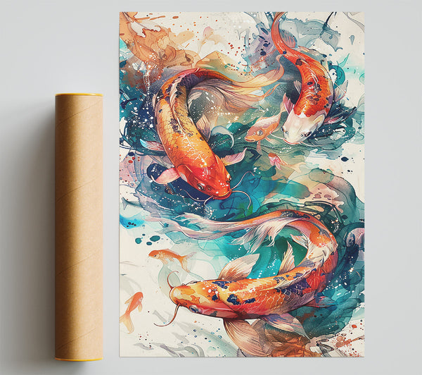 Orange Koi Symphony Poster