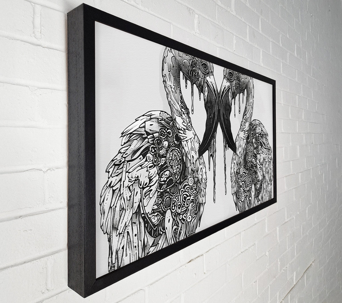  A Canvas Print of Black Mechanical Flamingos Canvas Art