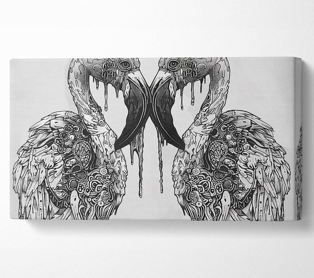  A Canvas Print of Black Mechanical Flamingos Canvas Art