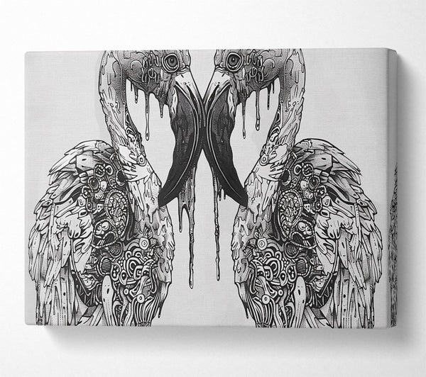  A Canvas Print of Black Mechanical Flamingos Canvas Art