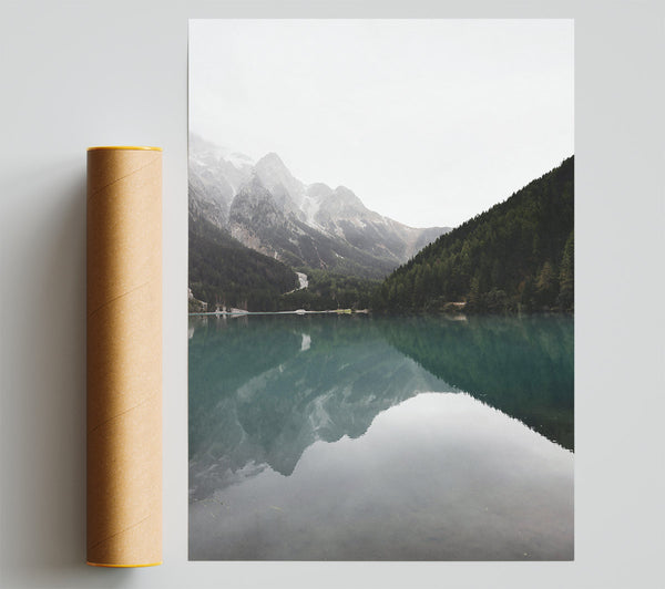 Teal Mountain Reflection Giclee Print