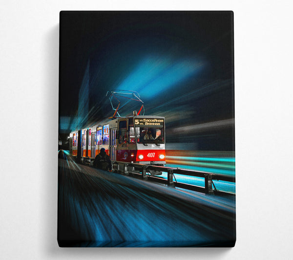  A Canvas Print of Blue Light Tram Ride Canvas Art