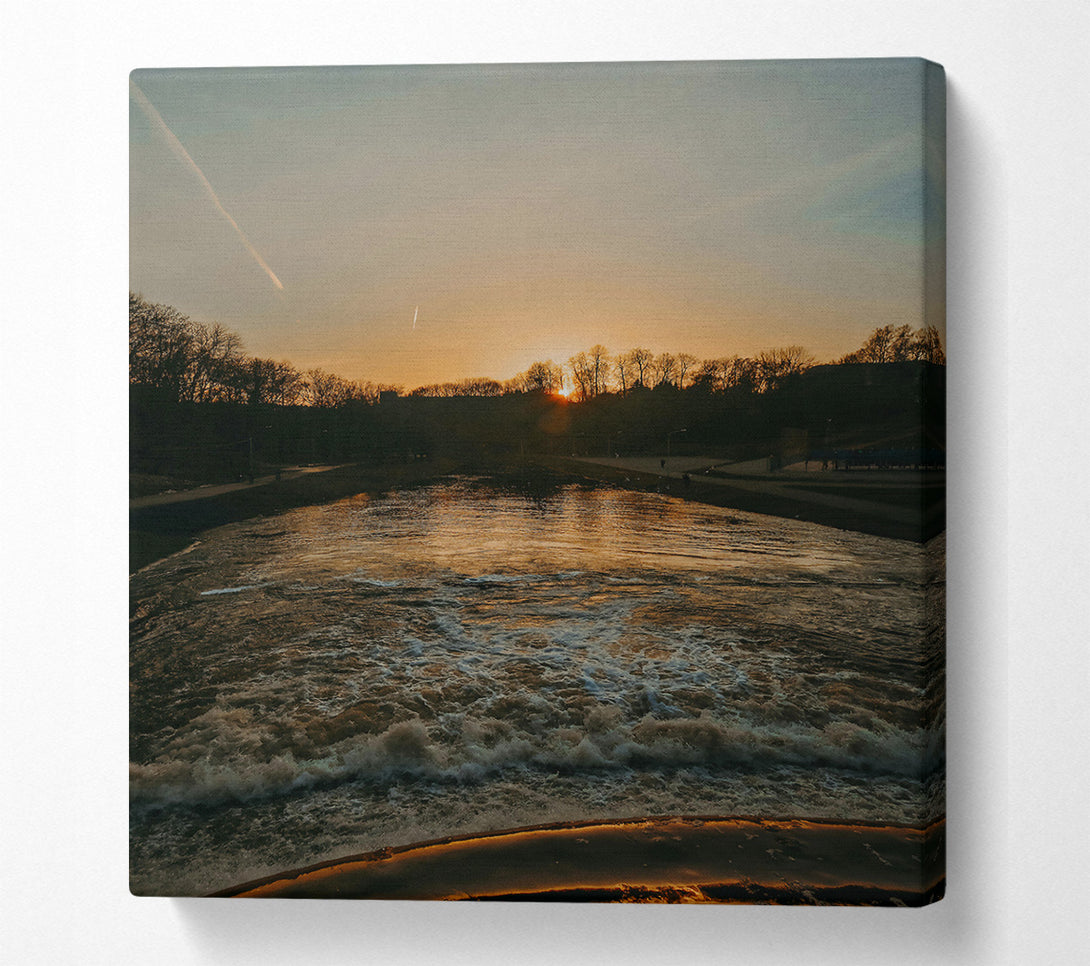  A Canvas Print of Golden River Sunset Canvas Wall Art