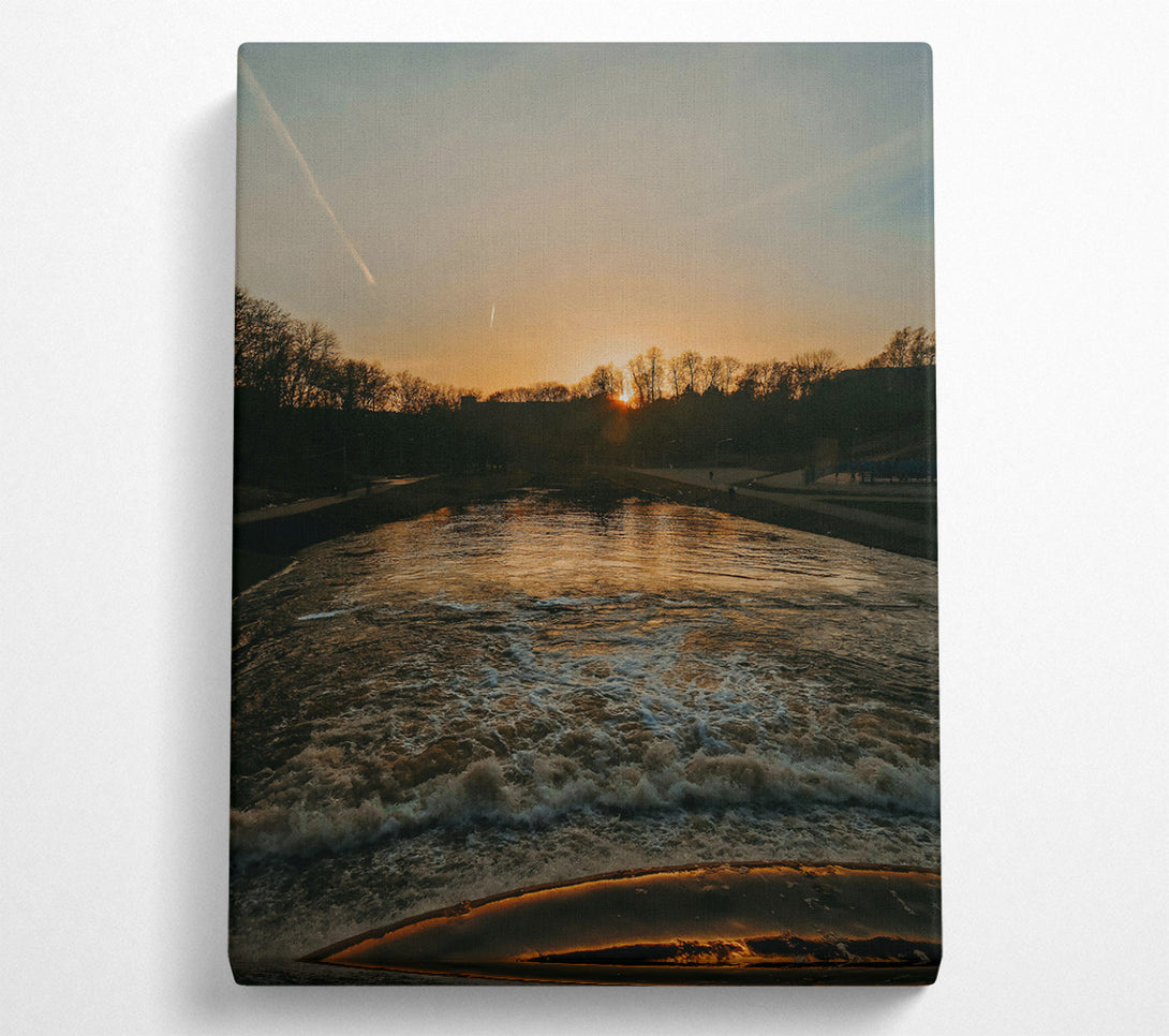  A Canvas Print of Golden River Sunset Canvas Wall Art