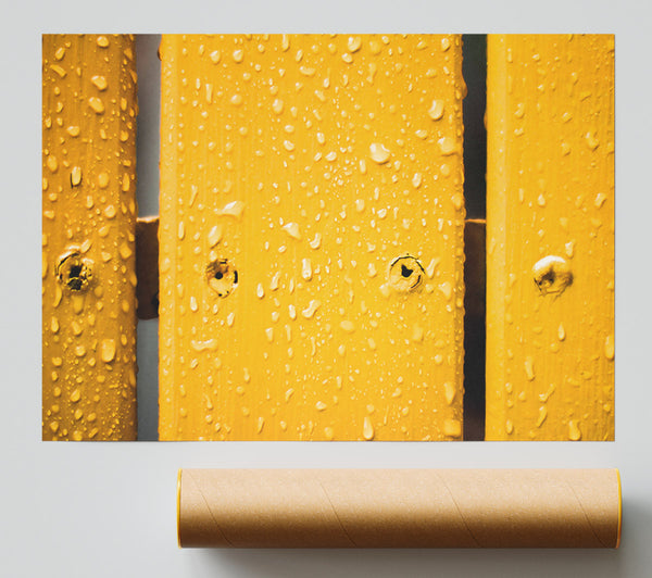 Golden Raindrops On Wood Giclee Print