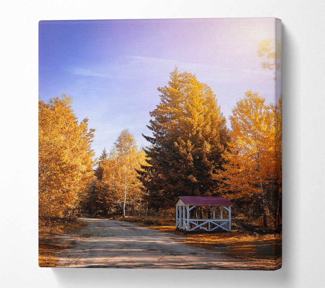  A Canvas Print of Golden Autumn Gazebo Canvas Wall Art