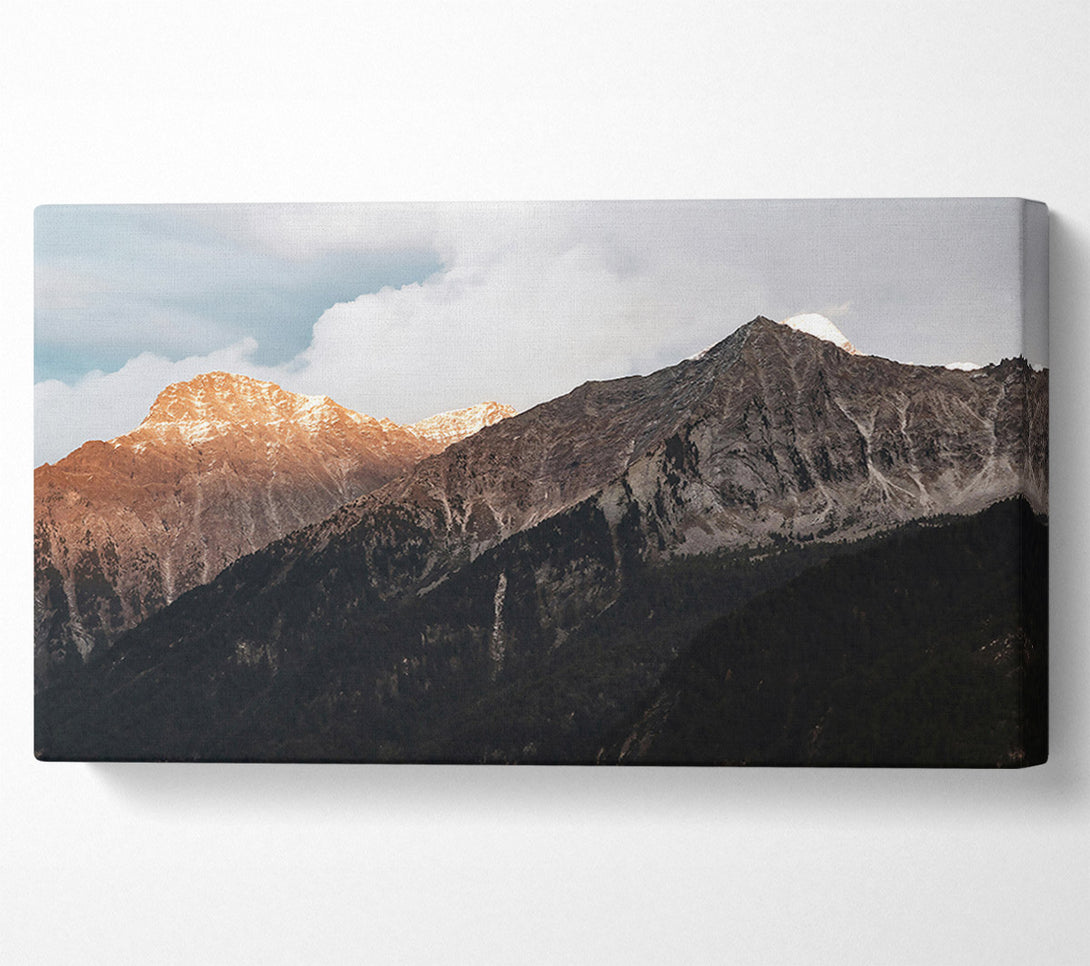  A Canvas Print of Golden Mountain Peaks Canvas Print