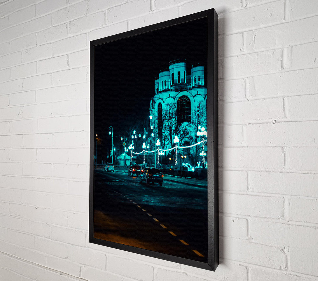  A Canvas Print of Aqua Night Lights Canvas Art