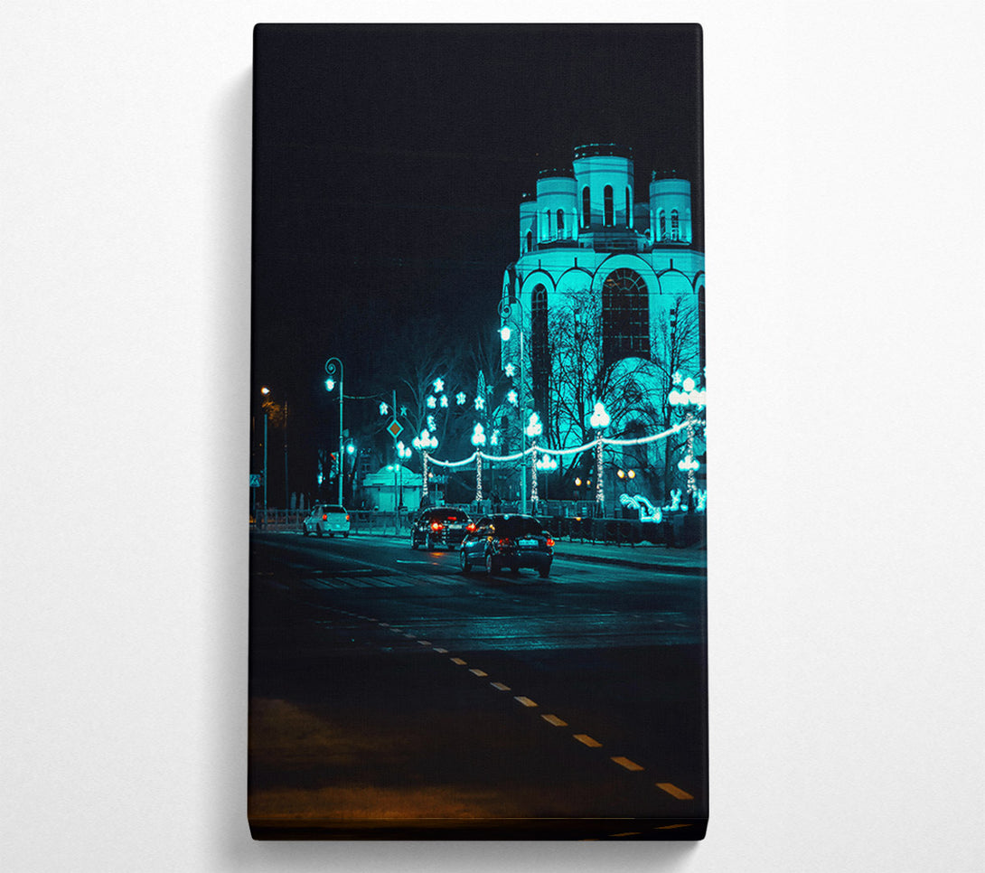  A Canvas Print of Aqua Night Lights Canvas Art