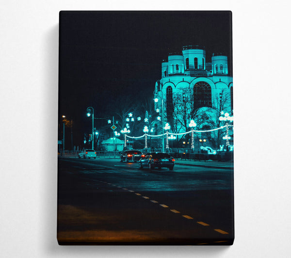  A Canvas Print of Aqua Night Lights Canvas Art