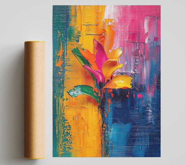 Golden Abstract Bloom Poster