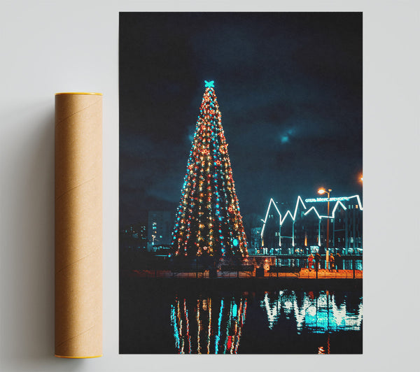 Blue Christmas Reflection Giclee Print