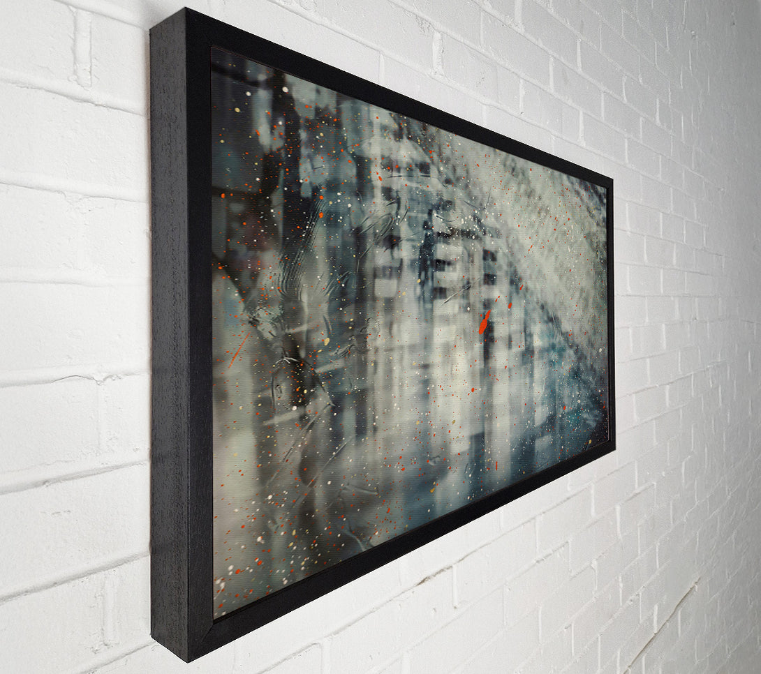  A Canvas Print of Teal Spattering City Canvas Art