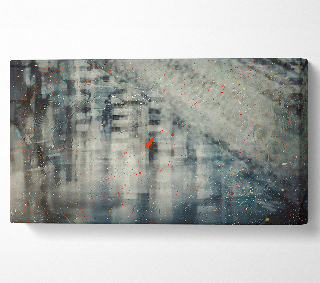  A Canvas Print of Teal Spattering City Canvas Art