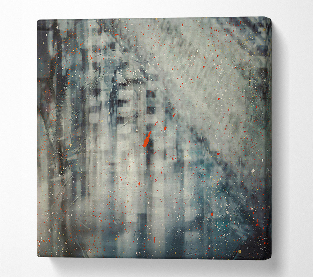  A Canvas Print of Teal Spattering City Canvas Art