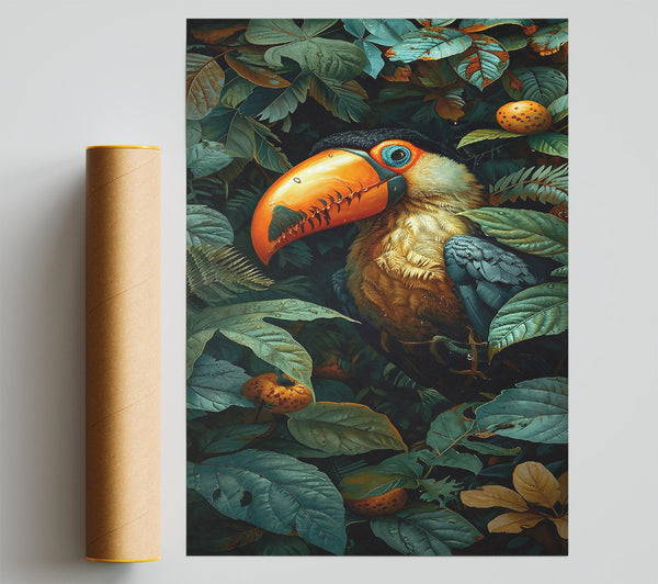Orange Toucan In Greens Print