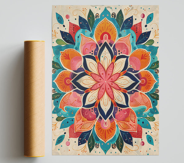 Blue Mandala Bloom Poster