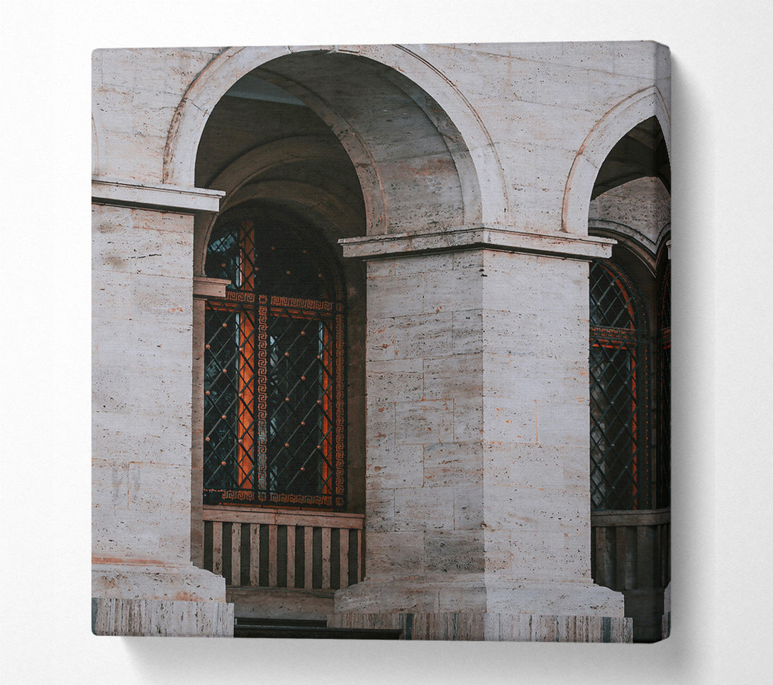  A Canvas Print of Golden Arches And Stone Canvas Print