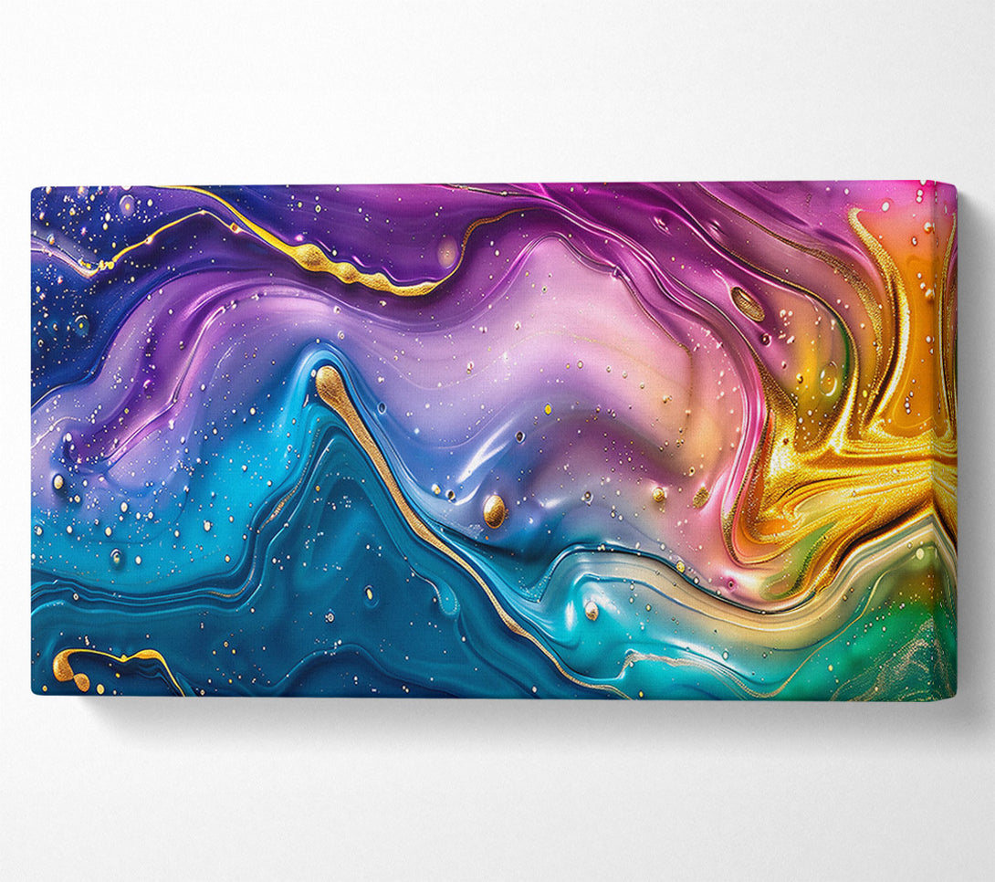  A Canvas Print of Golden Teal Swirls Canvas Print