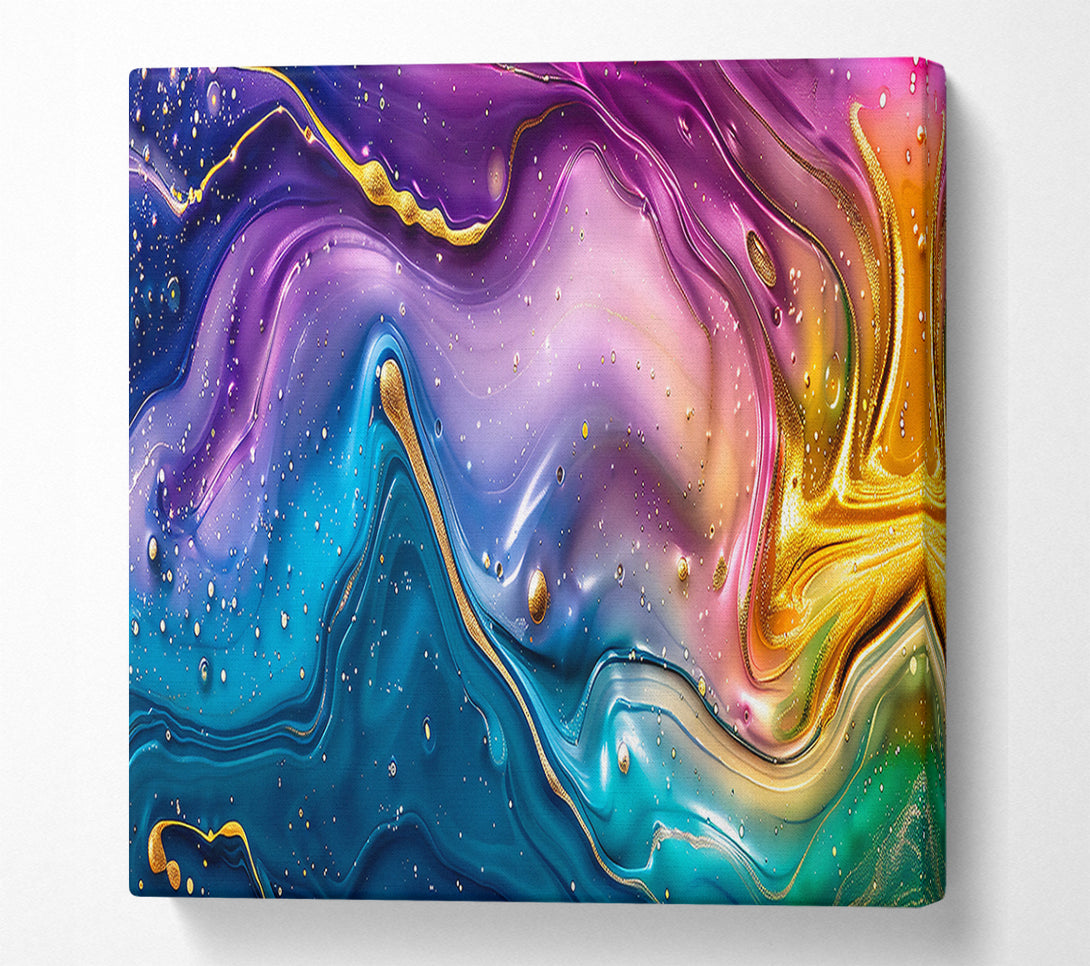  A Canvas Print of Golden Teal Swirls Canvas Print