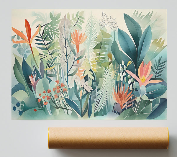 Teal Tropical Bloom Giclee Print