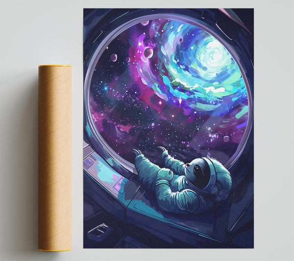 Blue Cosmic Sloth Poster