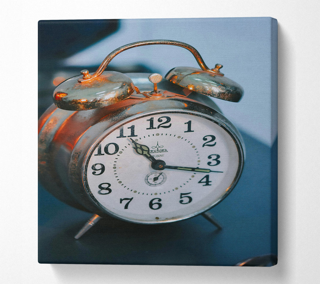  A Canvas Print of Golden Vintage Alarm Clock Canvas Wall Art