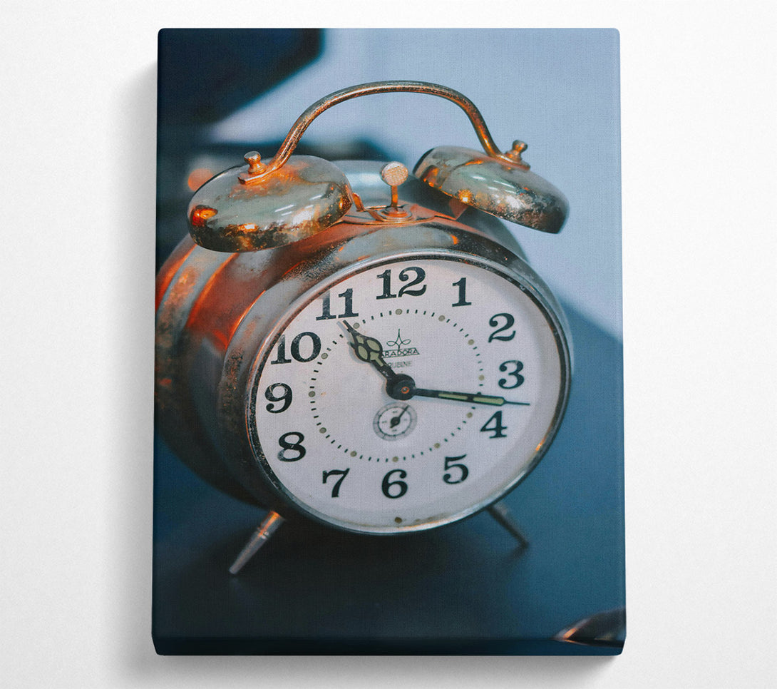  A Canvas Print of Golden Vintage Alarm Clock Canvas Wall Art