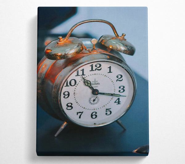  A Canvas Print of Golden Vintage Alarm Clock Canvas Wall Art