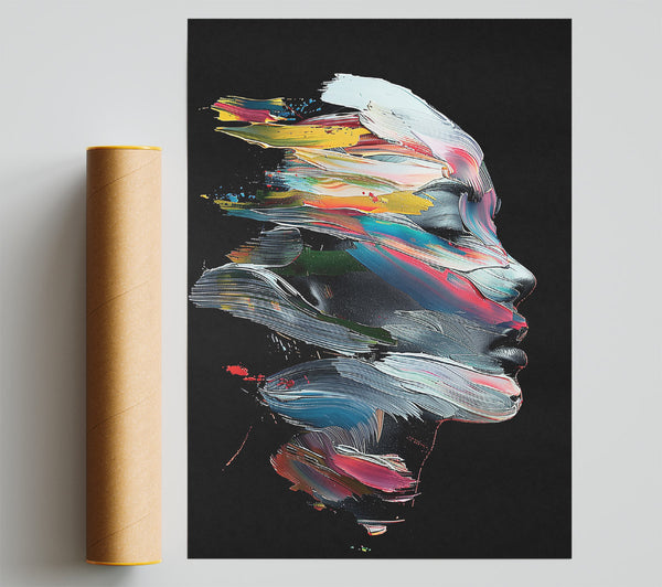 Azure Painted Portrait Poster