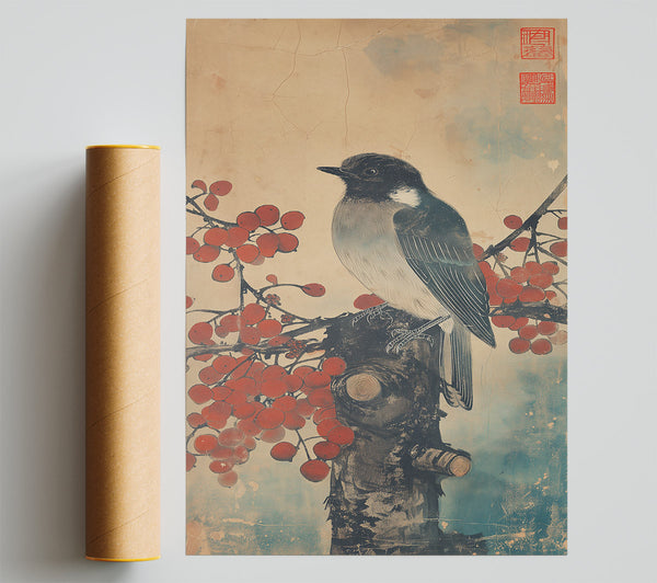 Red Berries And Bird Song Print