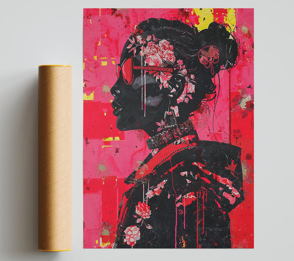 Crimson Floral Dream Poster