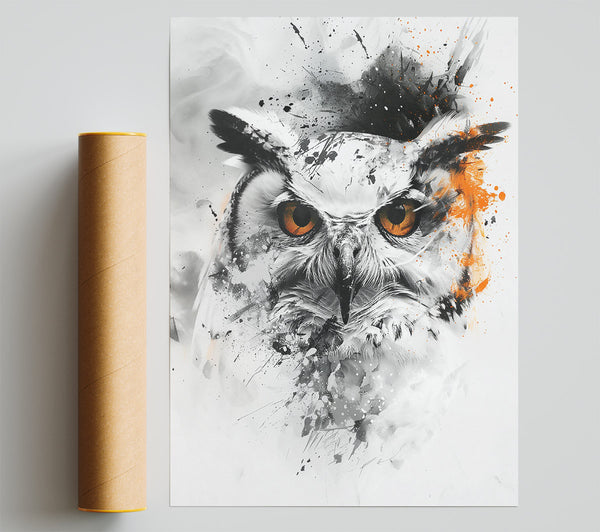Orange Owl'S Gaze Giclee Print