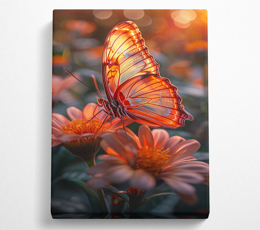  A Canvas Print of Crimson Butterfly Bloom Canvas Wall Art