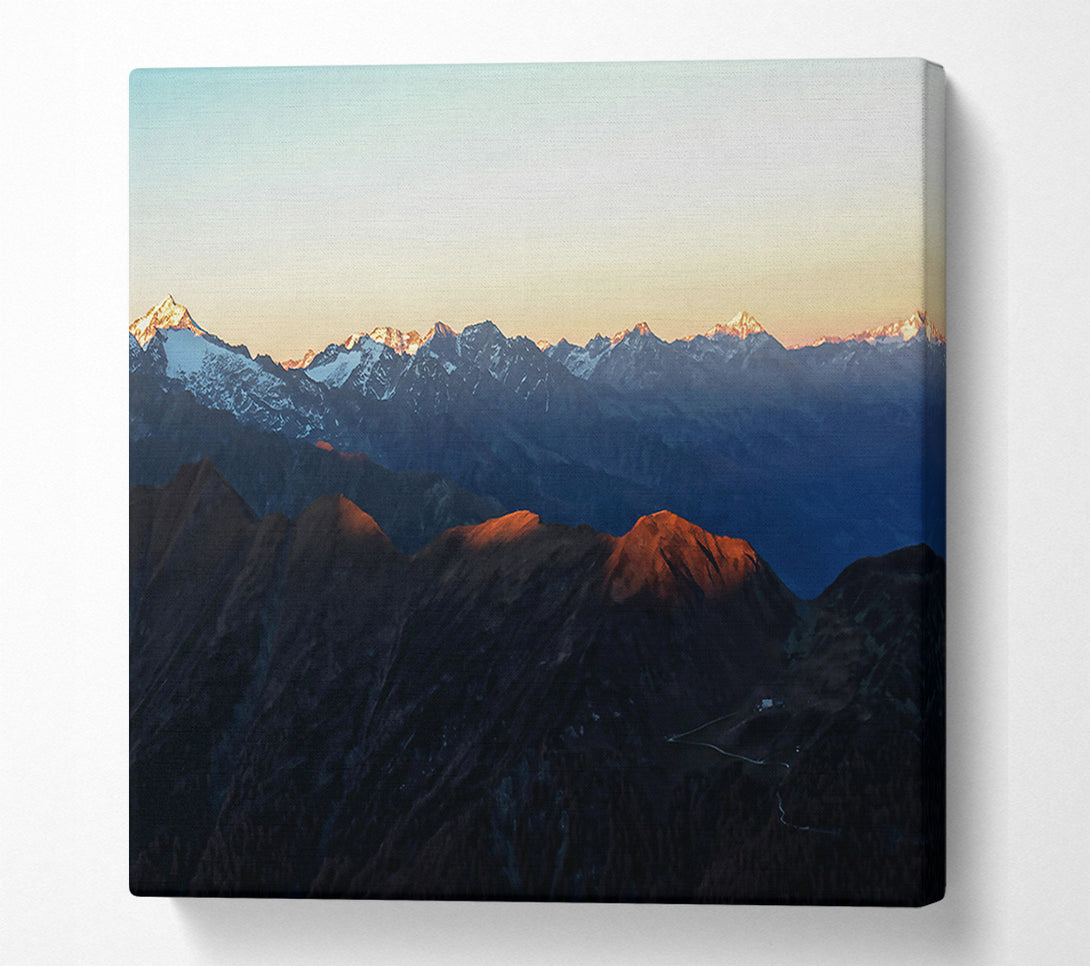  A Canvas Print of Golden Mountain Serenity Canvas Art